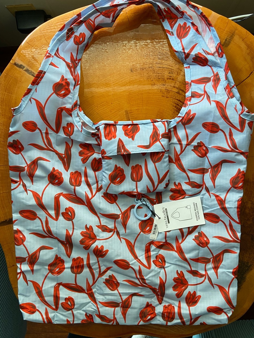 Vera Bradley Essential Reusable Tote Bag Charm Floating Tulips NEW